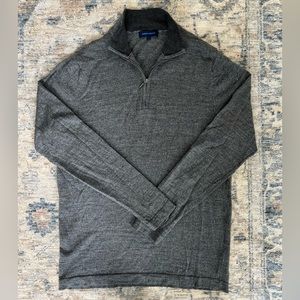 Patrick Assaraf extra fine merino wool grey quarter zip sweater